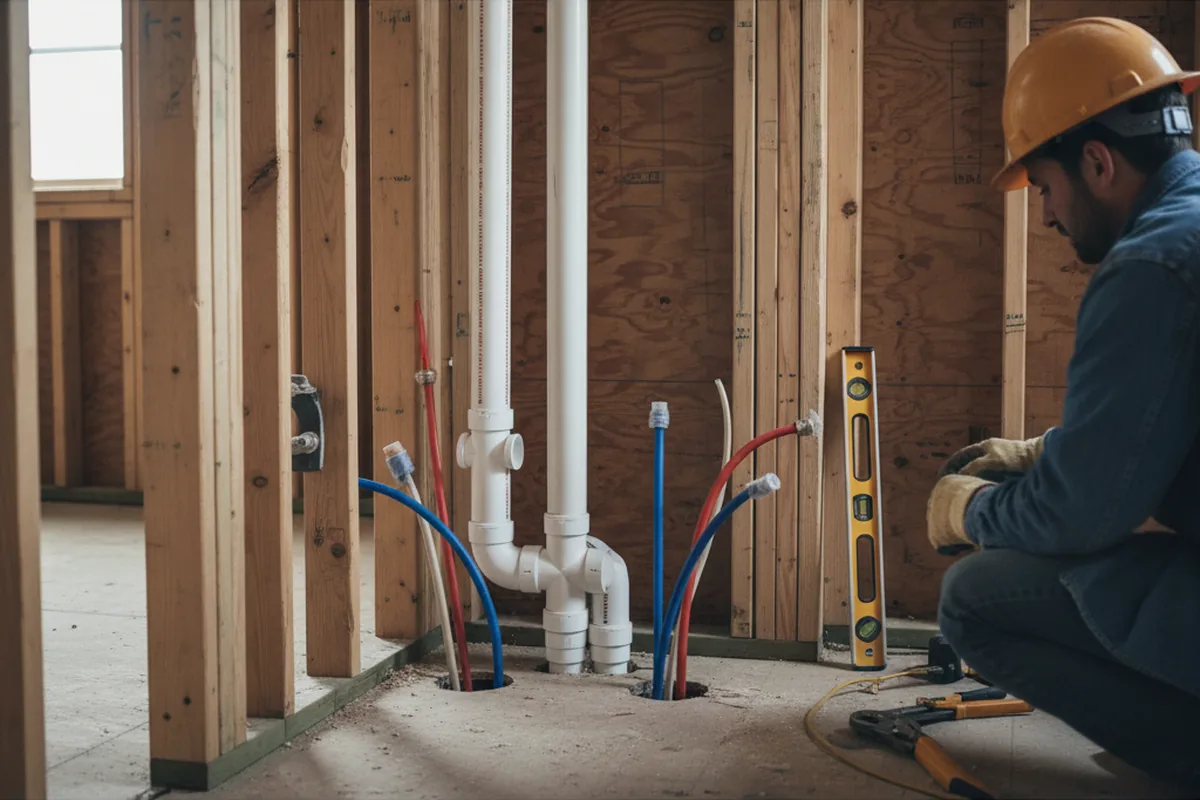 Drain and supply rough-in during Leak Detection in West Plains