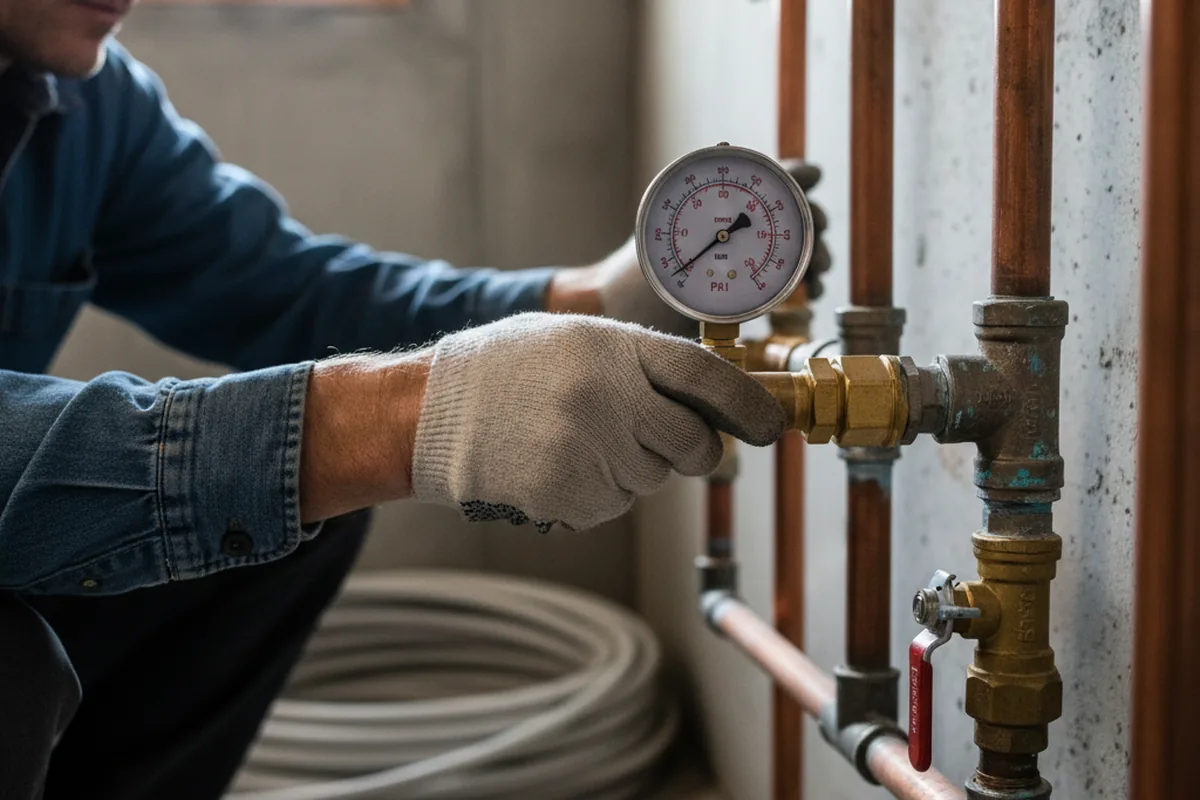 Pressure testing a repaired line during Water Line Repair in West Plains